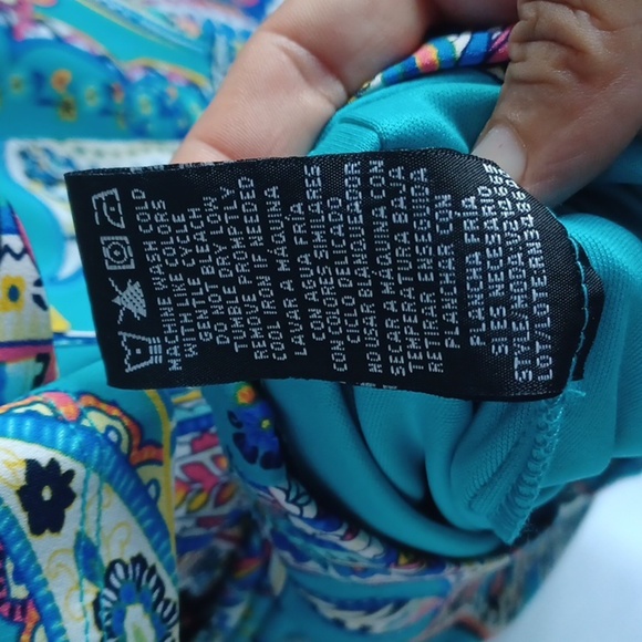 RN Studio Cold Shoulder Paisley Dress Turq Multi 12, stretchy,  flowy - Picture 9 of 9